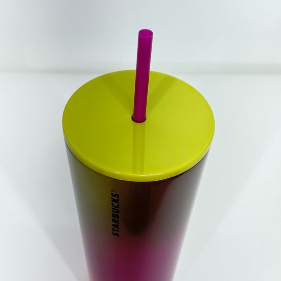 Starbucks Stainless Steel Purple Pink Green Ombre Tumbler With Straw 24oz - Picture 5 of 10